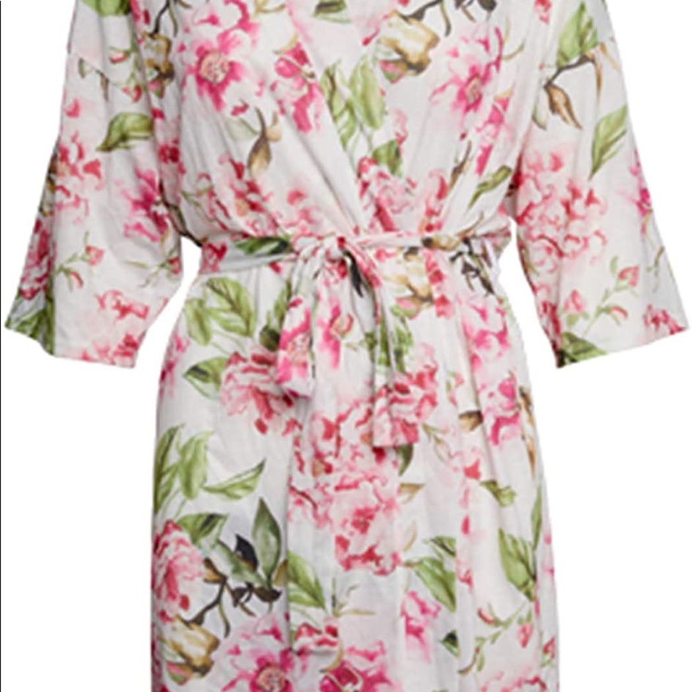Show Me Your Mumu Floral Kimono Robe Pink White - Picture 8 of 8